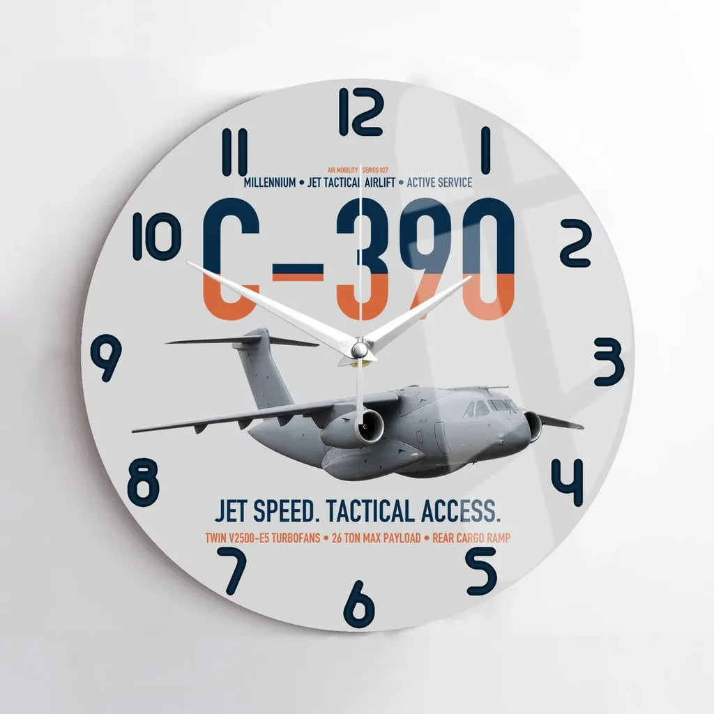 C-390 Millennium design on light gray no frame wall clock