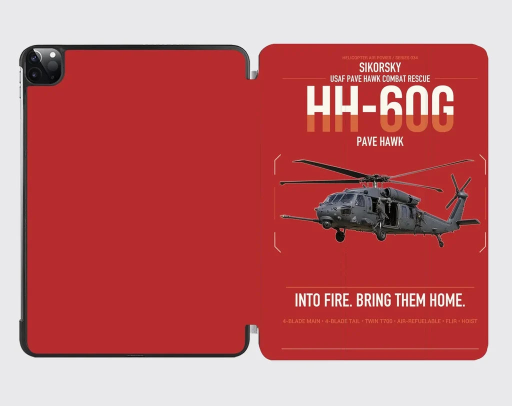 Sikorsky HH-60G Pave Hawk design on red ipad tablet case