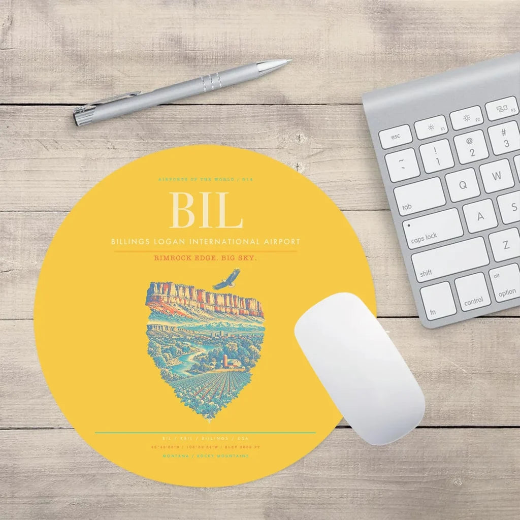 Billings Logan International Airport BIL Mouse-Pad Round - Yellow