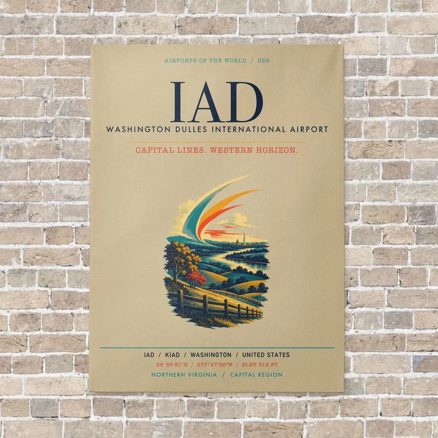Washington Dulles International Airport IAD vertical canvas print - no frame - beige background