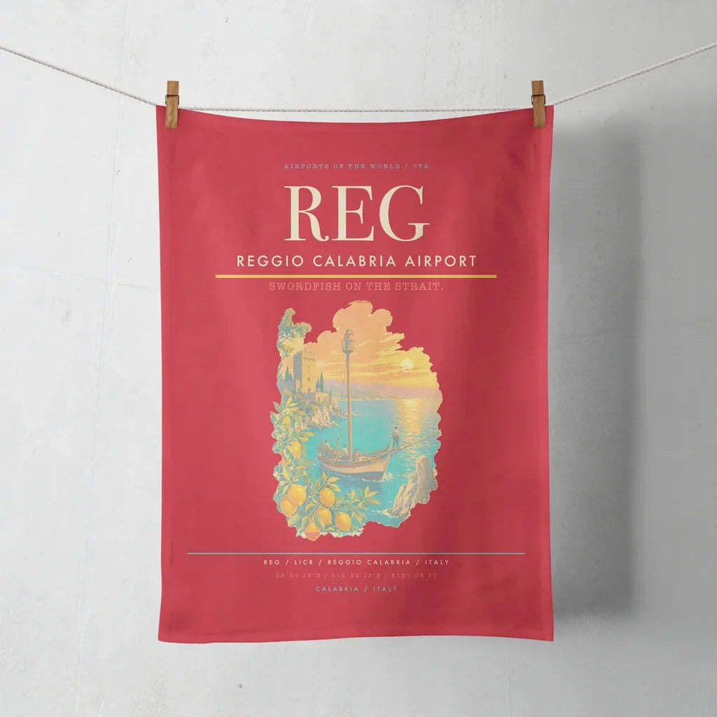 Reggio Calabria Airport (REG) design on red towel