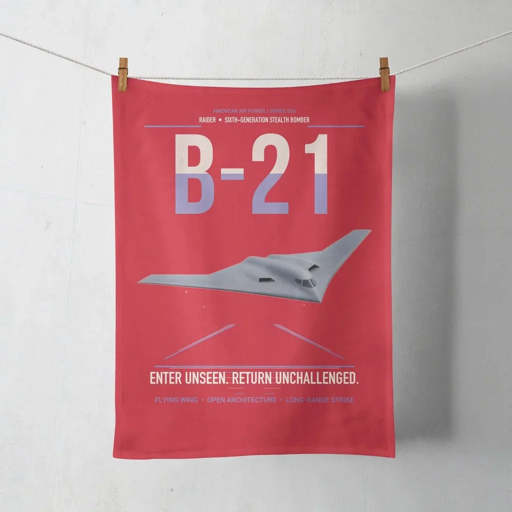 B-21 Raider design on red towel