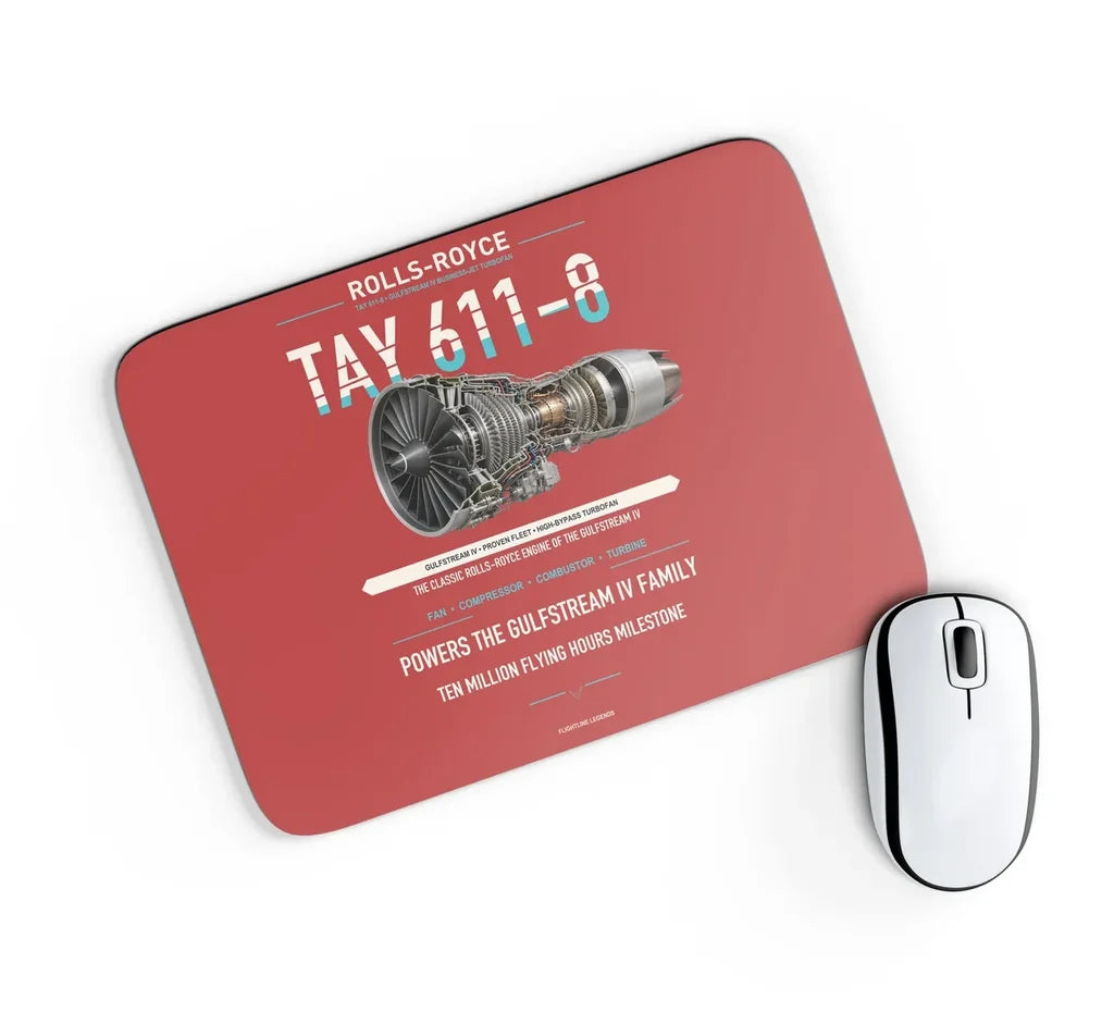 TAY 611-8 design on red rectangle mouse pad