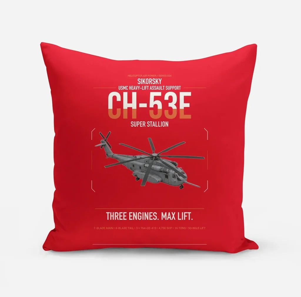 Sikorsky CH-53E Super Stallion design on red pillow