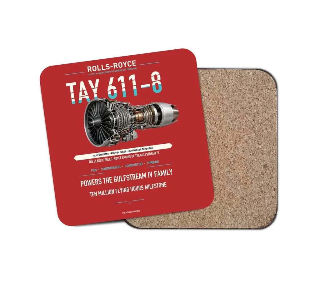 TAY 611-8 design on red 1 piece coaster