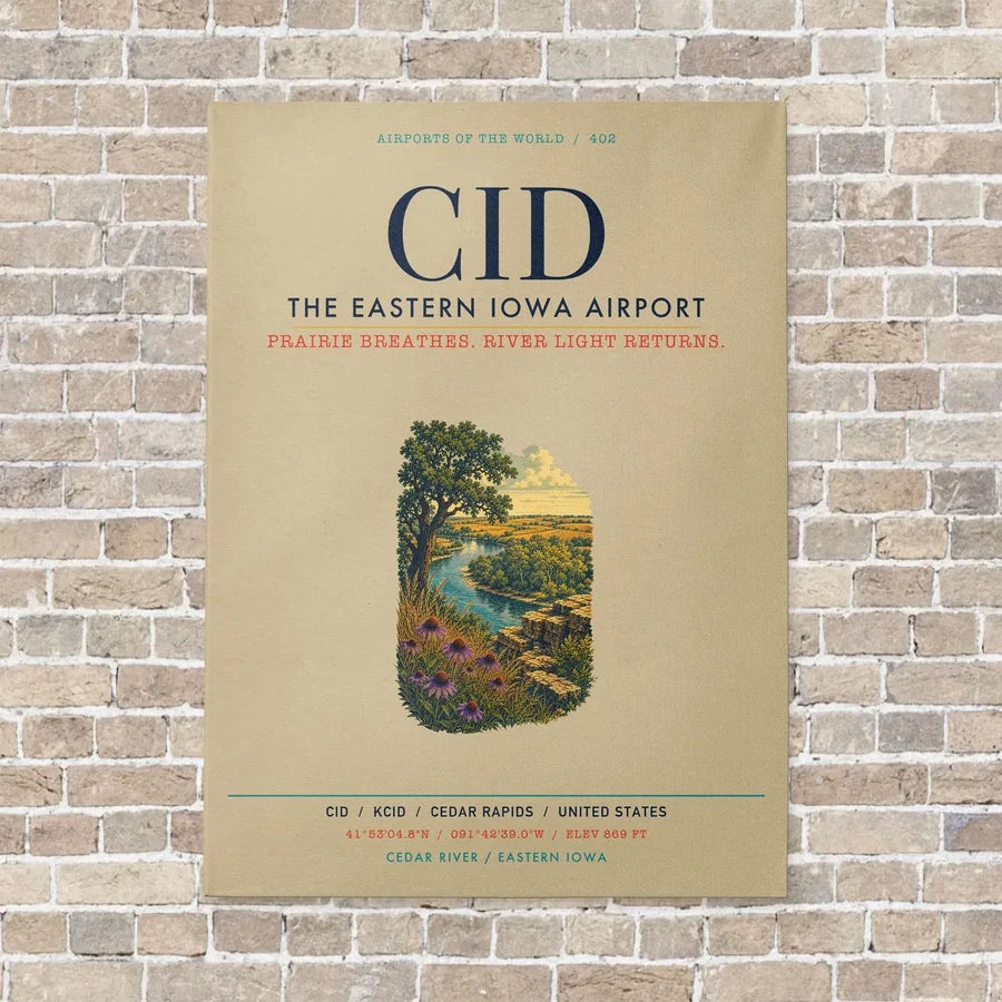 The Eastern Iowa Airport CID vertical canvas print - no frame - beige background
