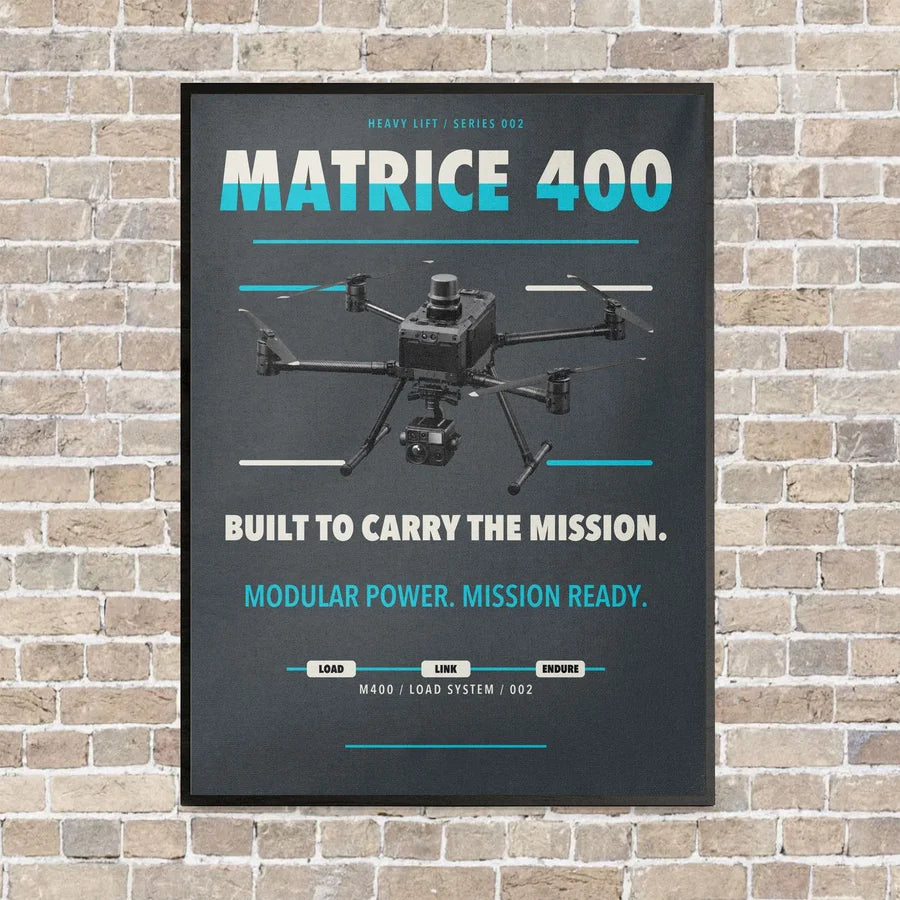 DJI Matrice 400 vertical canvas print - framed - gray background