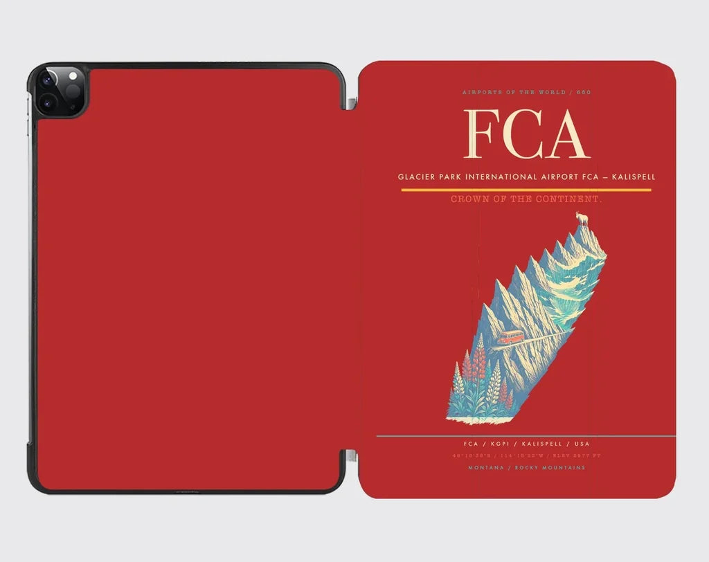 Glacier Park International Airport (FCA) design on red ipad tablet case