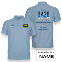 Thumbnail for Diamond DA20 design on light blue+name double-side polo t-shirt, double-side print