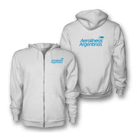 Thumbnail for Aerolineas Argentina logo on white zipped hoodie