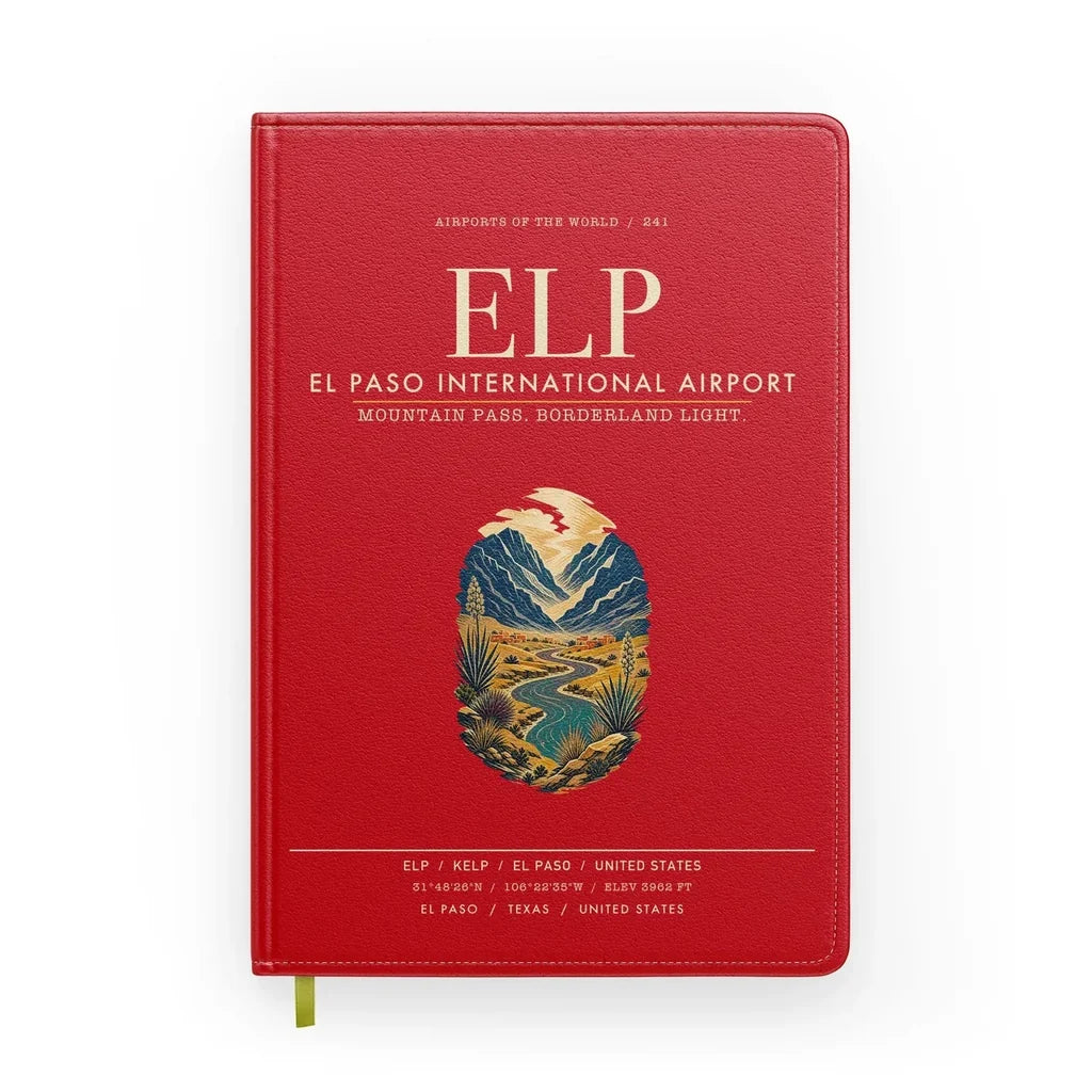 El Paso International Airport (ELP) design on red notebook