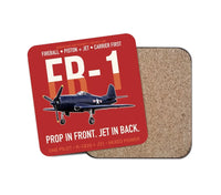 Thumbnail for FR-1 Fireball Prop in Front Jet in Back design on red 1 piece coaster