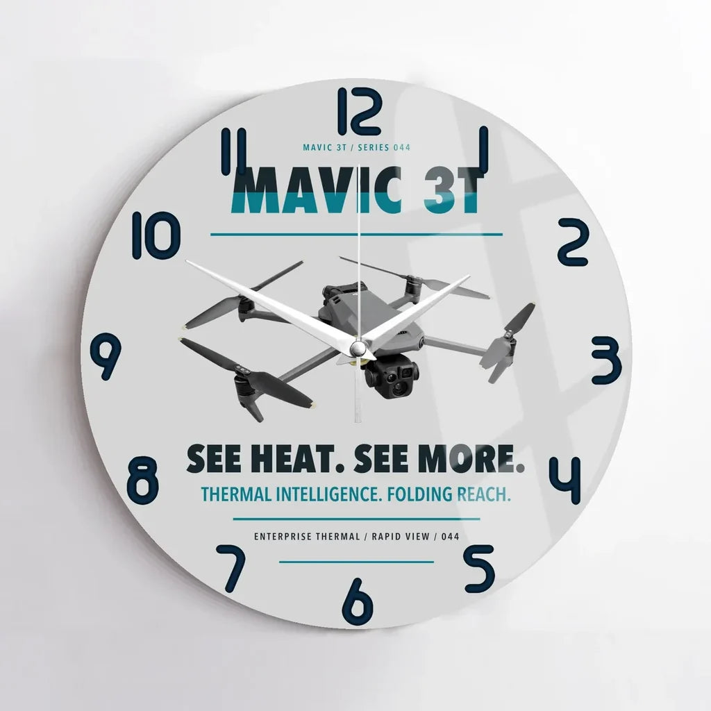 DJI Mavic 3 Thermal design on light gray no frame wall clock