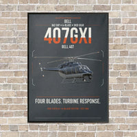 Thumbnail for Bell 407GXi vertical canvas print - framed - gray background