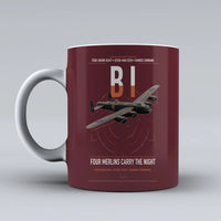 Thumbnail for Avro Lancaster B I design on dark red ceramic mug, double-side print