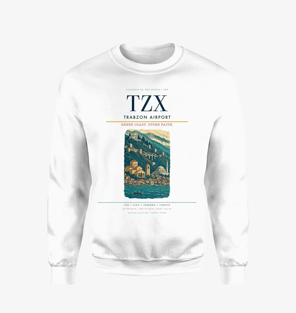 Trabzon Airport (TZX) design on white sweatshirt