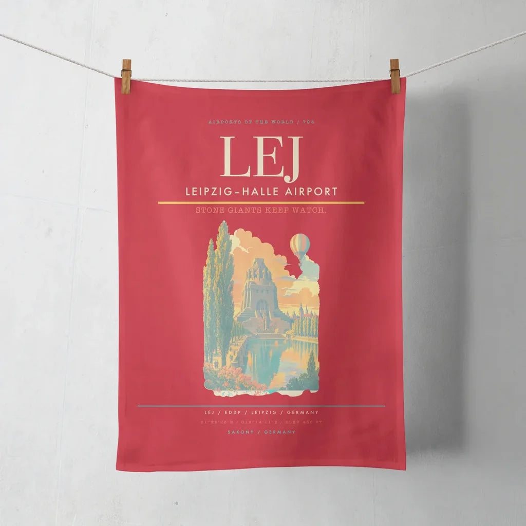 Leipzig–Halle Airport (LEJ) design on red towel