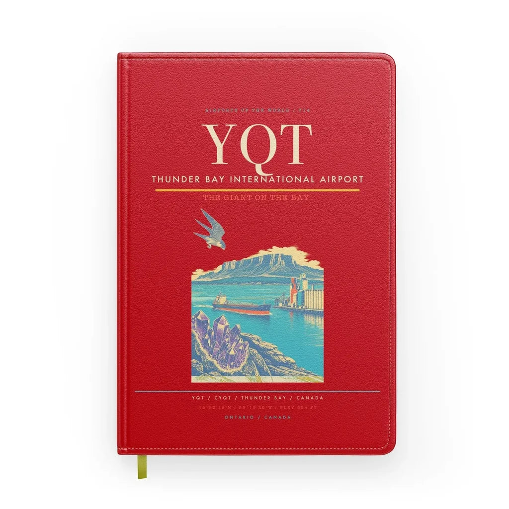 Thunder Bay International Airport (YQT) design on red notebook