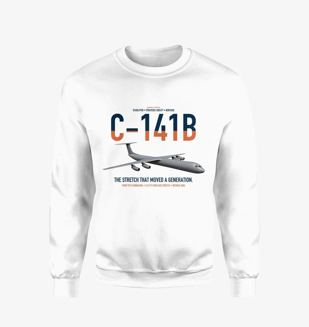 C-141B Starlifter design on white sweatshirt