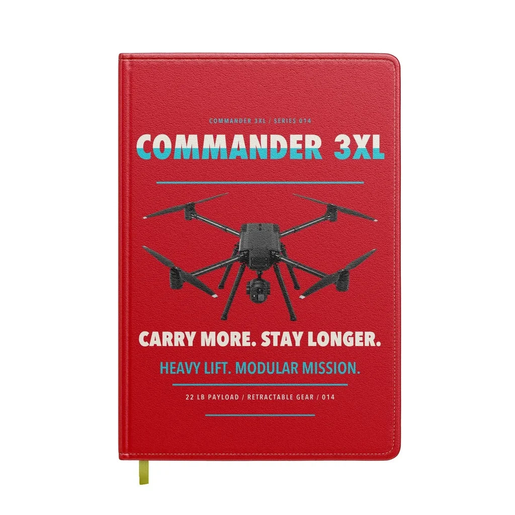 Draganfly Commander 3XL design on red notebook