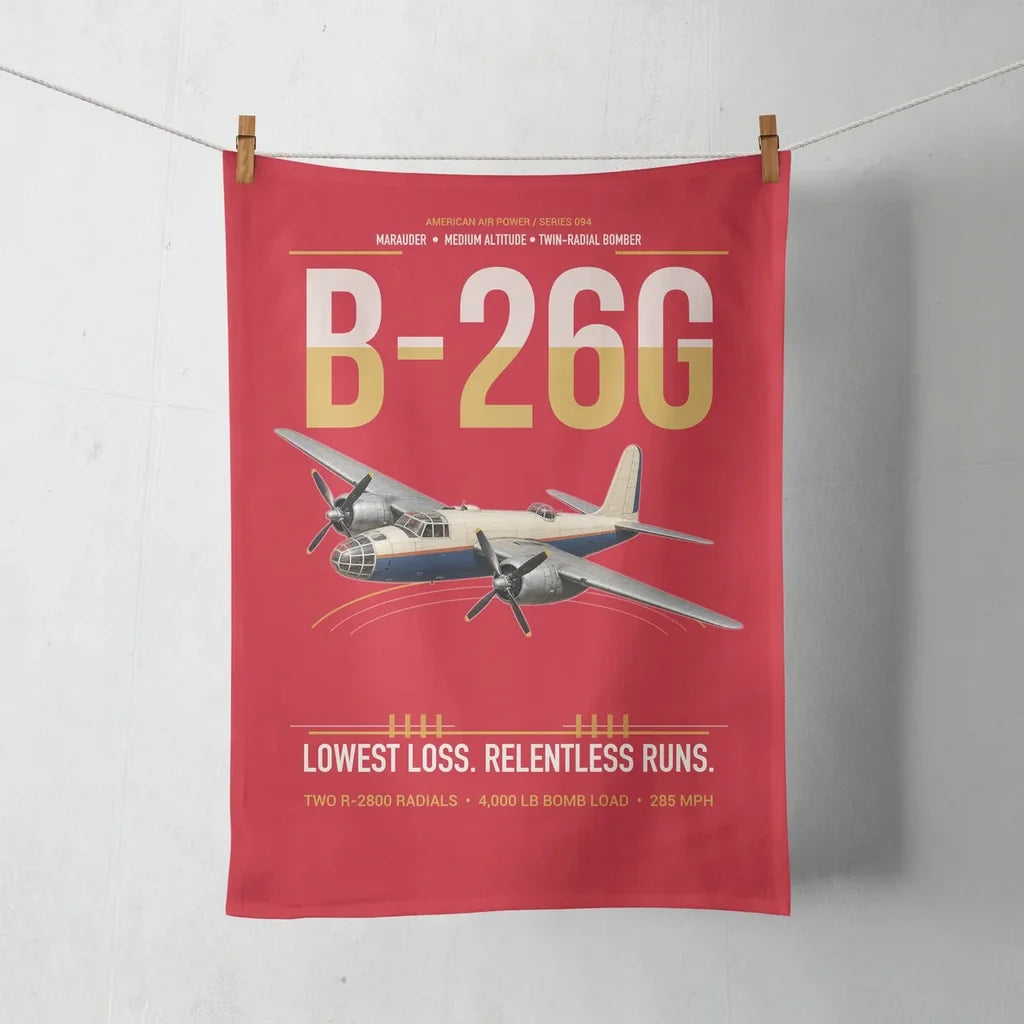 B-26G Marauder design on red towel