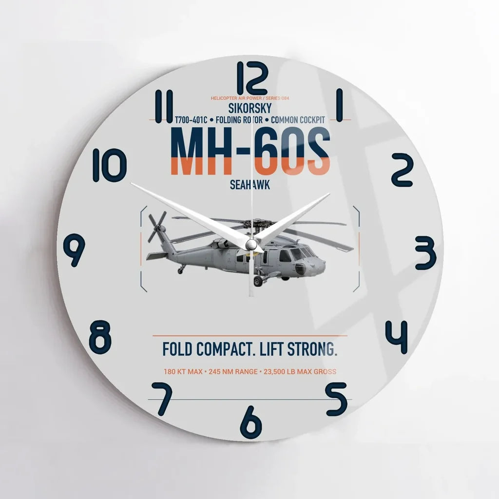 Sikorsky MH-60S Seahawk design on light gray no frame wall clock