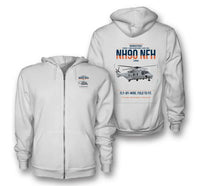 Thumbnail for NHIndustries NH90 NFH Caïman design on white premium zipped hoodie, double-side print