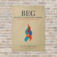 Thumbnail for Belgrade Nikola Tesla Airport BEG vertical canvas print - no frame - beige background