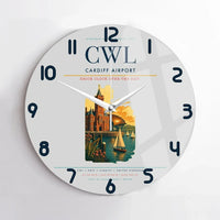 Thumbnail for Cardiff Airport (CWL) design on light gray no frame wall clock