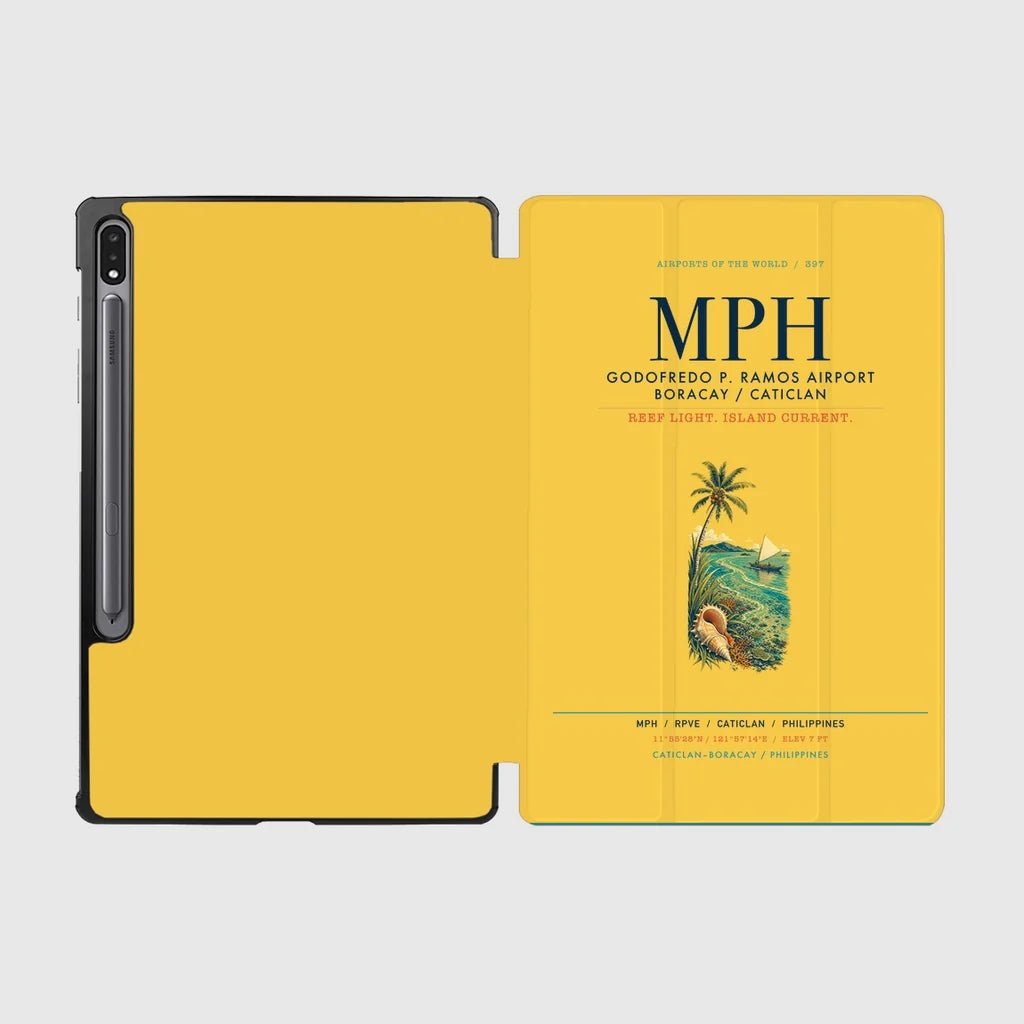 Godofredo P. Ramos Airport Boracay Caticlan (MPH) design on yellow samsung tablet tablet case