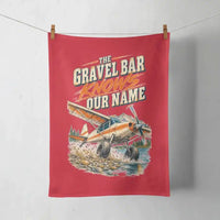 Thumbnail for The Gravel Bar Knows Our Name design on red towel
