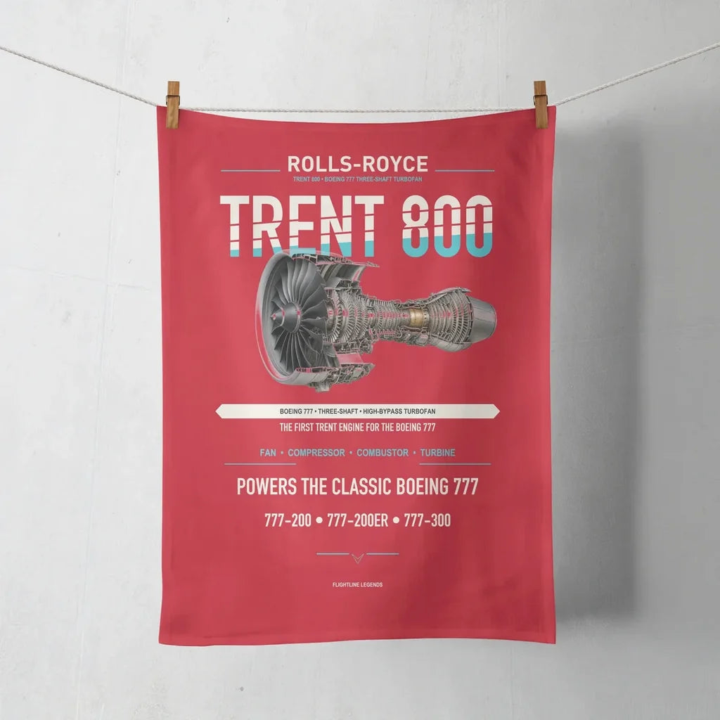 TRENT 800 design on red towel