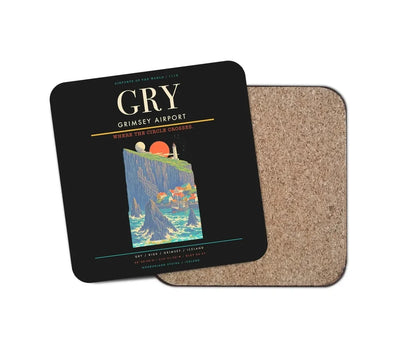 Grimsey Airport GRY Coaster 1-Piece - Black