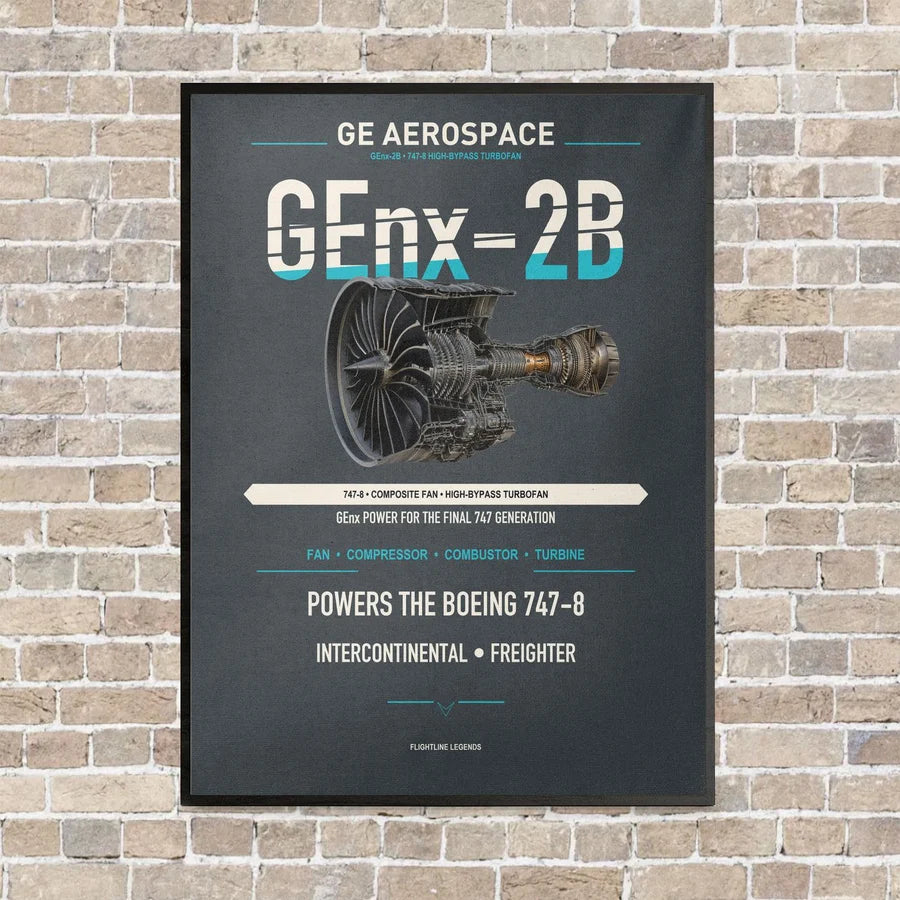 GEnx-2B vertical canvas print - framed - gray background