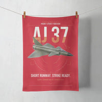 Thumbnail for Saab AJ 37 Viggen design on red towel