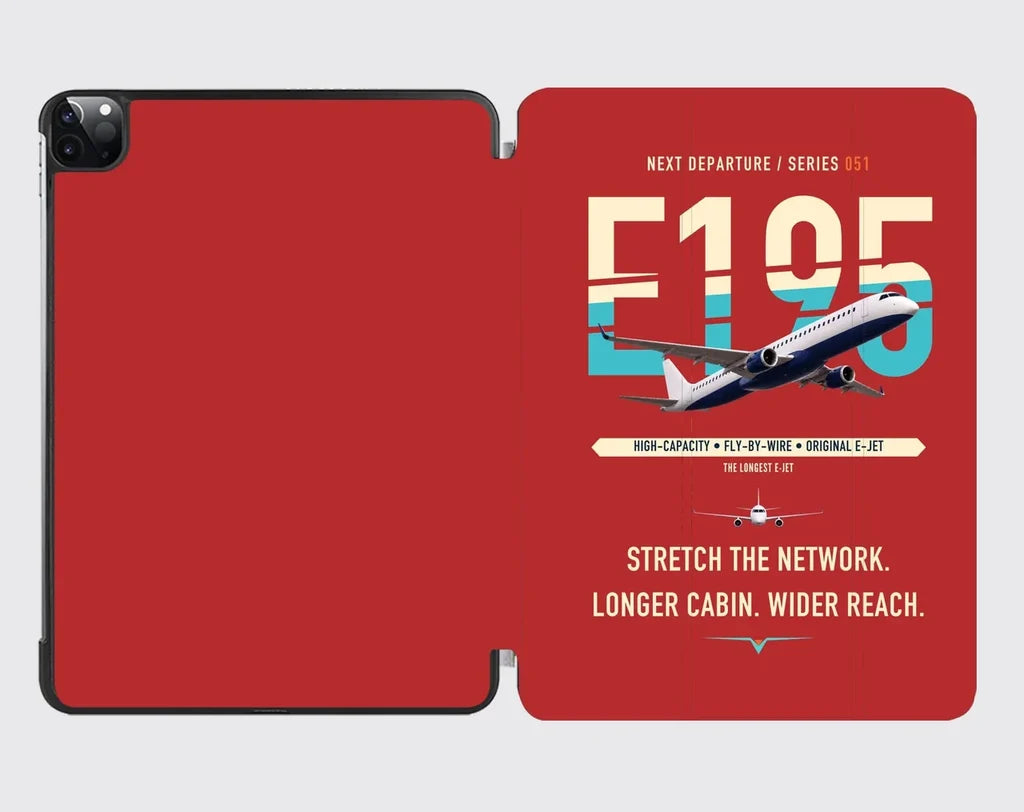 Embraer E195 design on red ipad tablet case