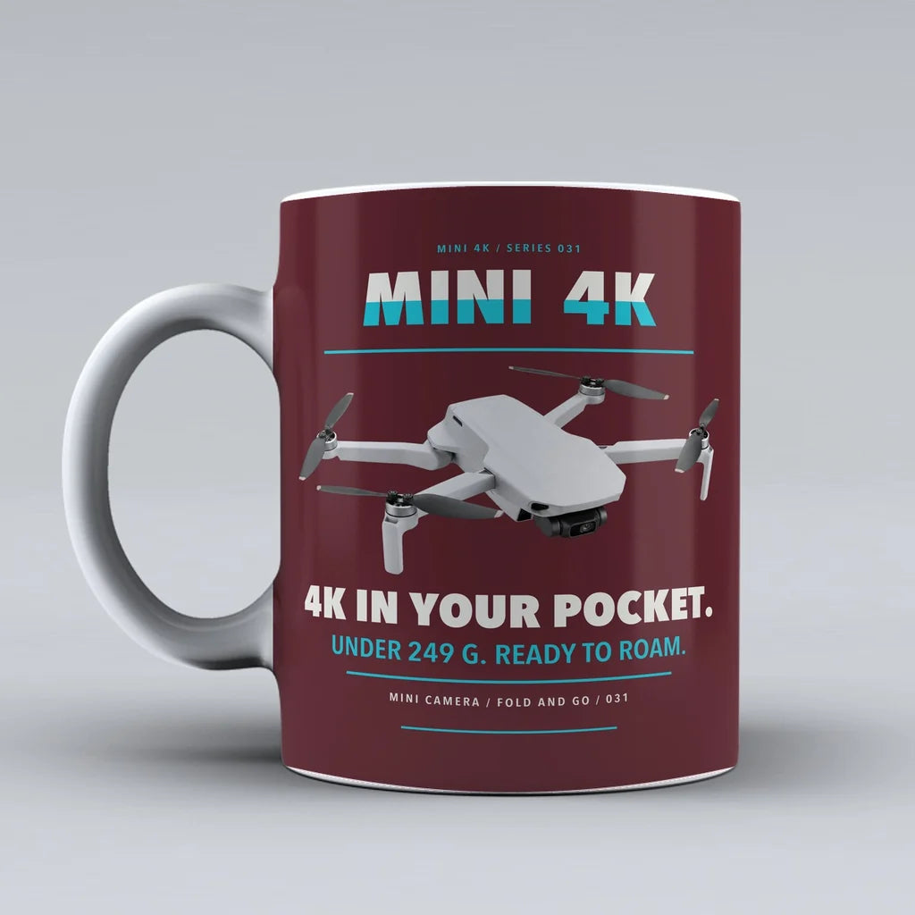 Mini 4K Mug design on dark red dji