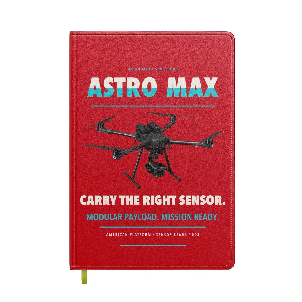 Freefly Astro Max design on red notebook