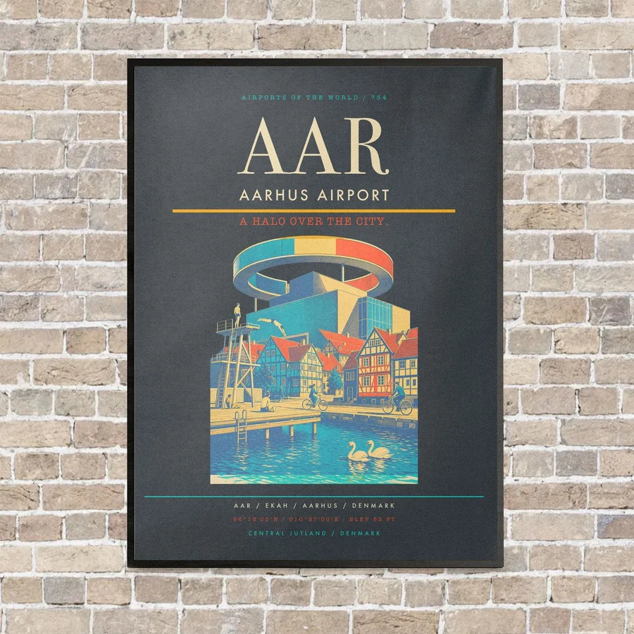 Aarhus Airport AAR - Canvas Framed - Gray