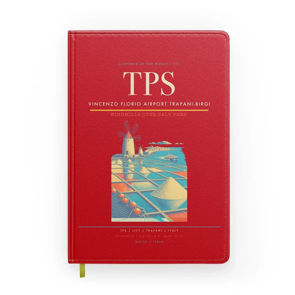 Vincenzo Florio Airport Trapani-Birgi (TPS) design on red notebook