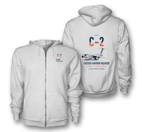 Thumbnail for Kawasaki C-2 design on white premium zipped hoodie, double-side print