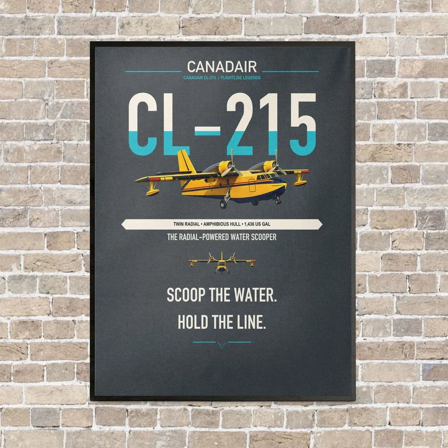 Canadair CL-215 vertical canvas print - framed - gray background