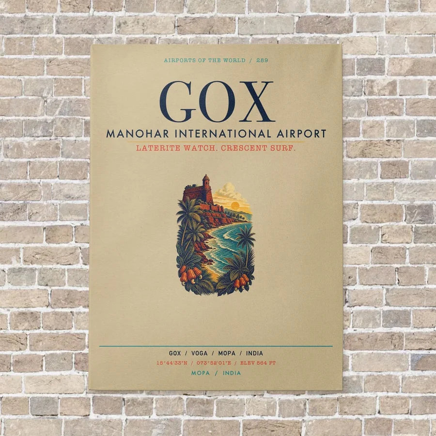 Manohar International Airport Mopa GOX vertical canvas print - no frame - beige background