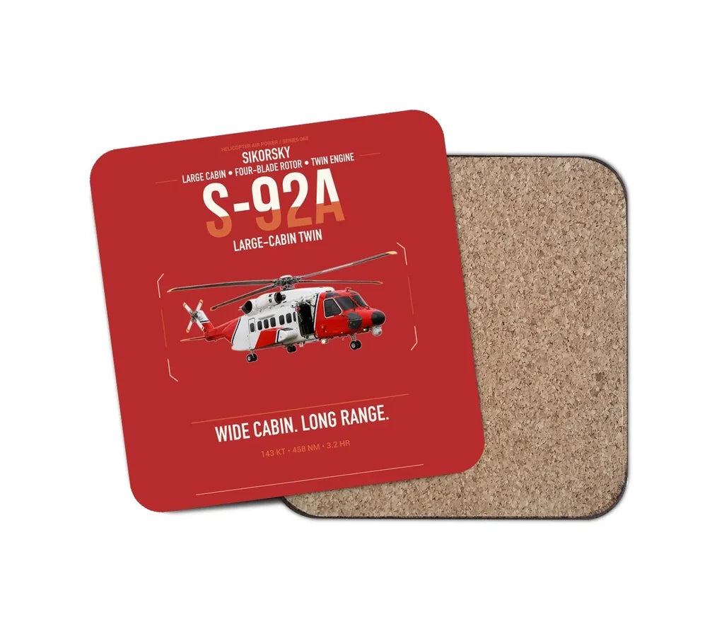 Sikorsky S-92A design on red 1 piece coaster