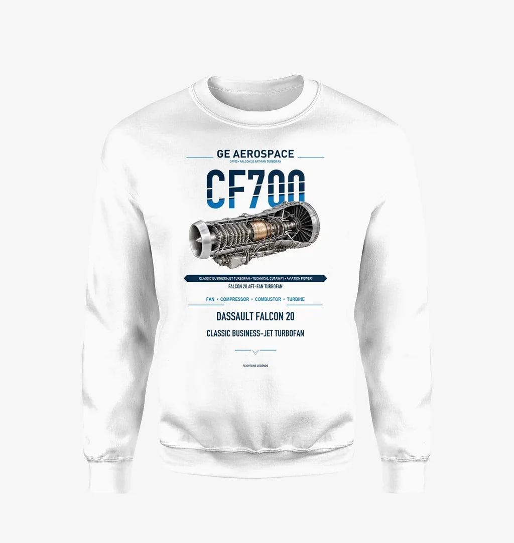 CF700 design on white sweatshirt