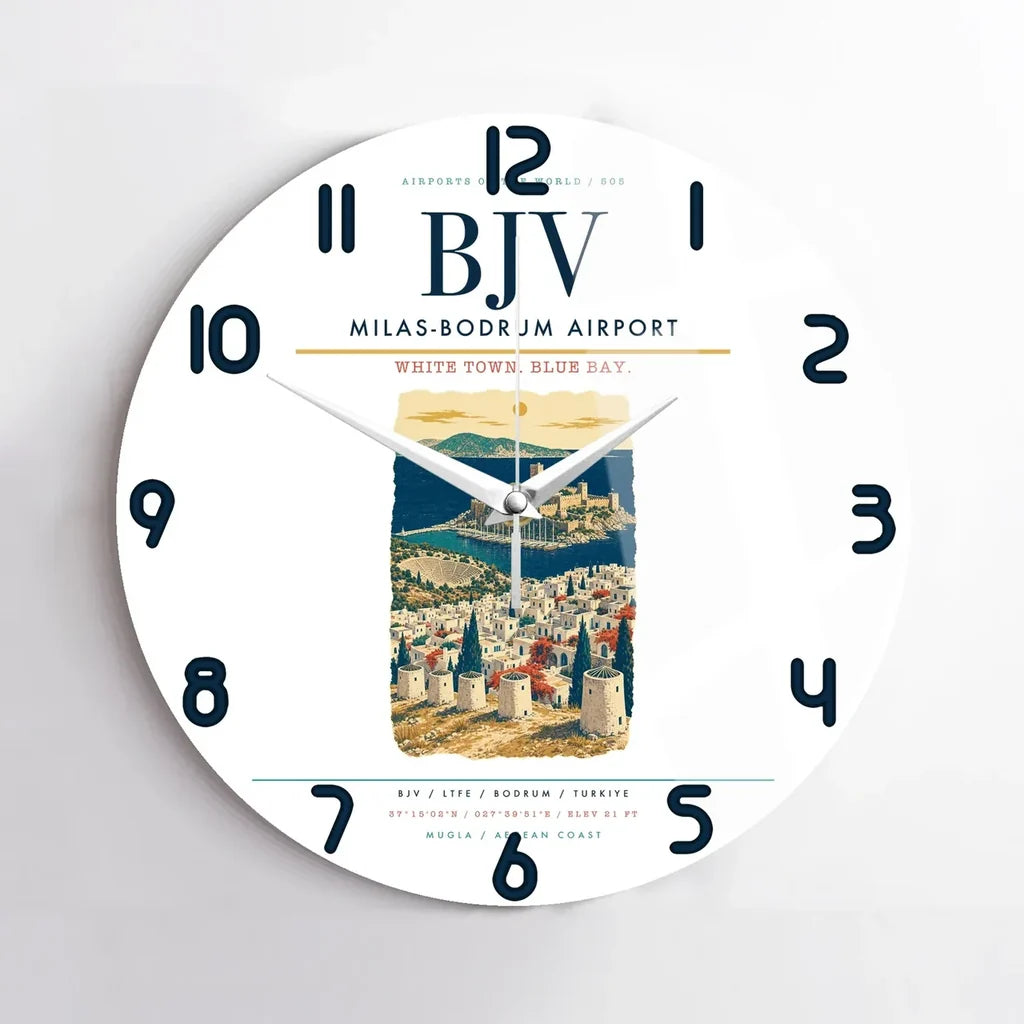Milas-Bodrum Airport BJV Wall-Clock No-Frame - White