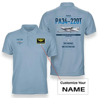 Thumbnail for Piper PA-34-220T Seneca V design on light blue+name double-side polo t-shirt, double-side print