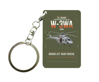 Thumbnail for PZL-Świdnik W-3WA Sokół design on green army designed key chain, double-side print