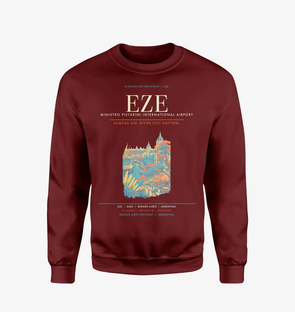 Buenos Aires Ministro Pistarini International Airport EZE Sweatshirt - Wine Red