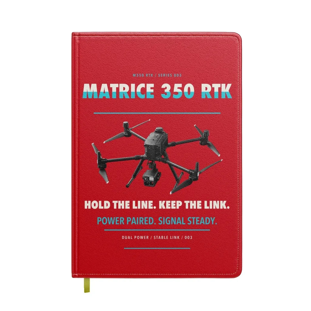 DJI Matrice 350 RTK design on red notebook